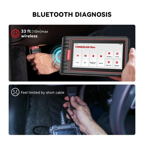 THINKCAR ThinkScan Max OBD2 Scanner Bluetooth Diagnostic Scan Tool for All Vehicles All System with 28 Maintenance Functions Lifetime Free Update