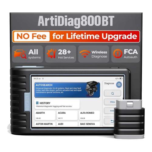 2024 TOPDON AD800BT Artidiag 800 BT OBD2 Scanner Wireless Full System Diagnosis Tool 28+ Reset Services FCA Autoauth Free Lifetime Upgrade