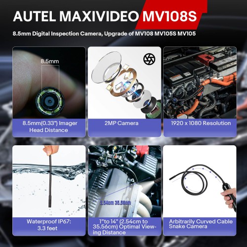 Autel MaxiVideo MV108S 8.5mm Digital Inspection Camera for Autel Tablet Kit
