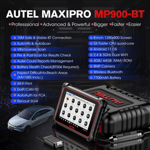 2024 AUTEL MP900BT MP900Z-BT Diagnostic Scanner With CANFD & DOIP, ECU Coding, Bidirectional, 40+ Services, FCA SGW, Upgraded of MP808BT PRO