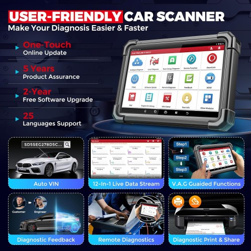 LAUNCH X431 PRO3S+ SmartLink HD Diesel & Gasoline Bidirectional Diagnostic Scan Tool, Car Truck Scanner, J2534 Programming, ECU Coding, Topology Map