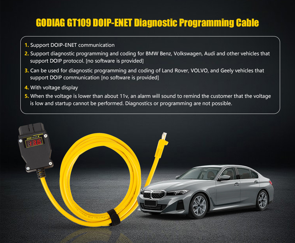 GODIAG GT109 DOIP-ENET Diagnostic Programming Cable for Vehicles
