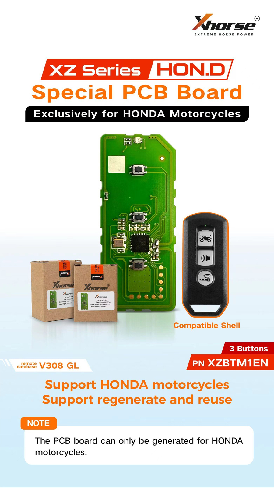XHORSE XZBTM1EN Special PCB Board Exclusively for HONDA Motorcycles