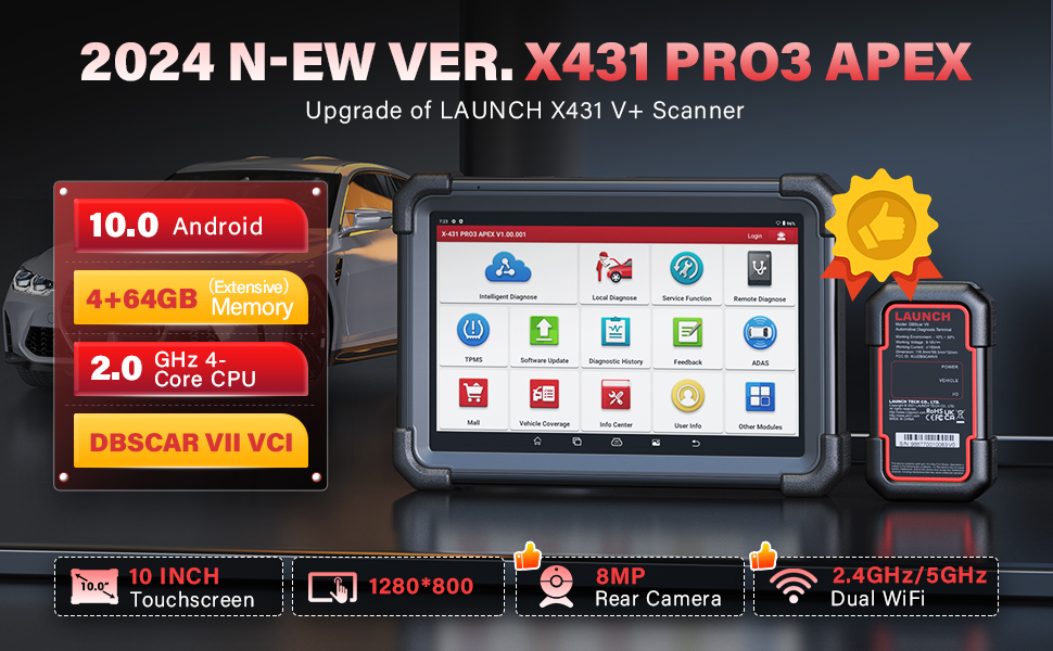 Launch X431 PRO3 APEX OBD2 Scanner