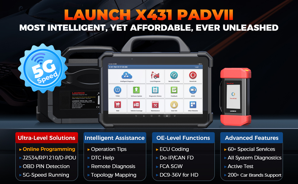 Launch X431 PAD VII Diagnostic Scanner Supports J2534