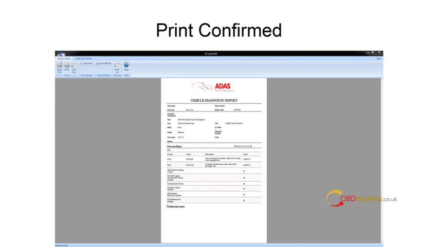 How to connect the Autel diagnostic equipment to a wired printer