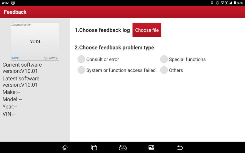 use the Feedback function of the LAUNCH X431 tool